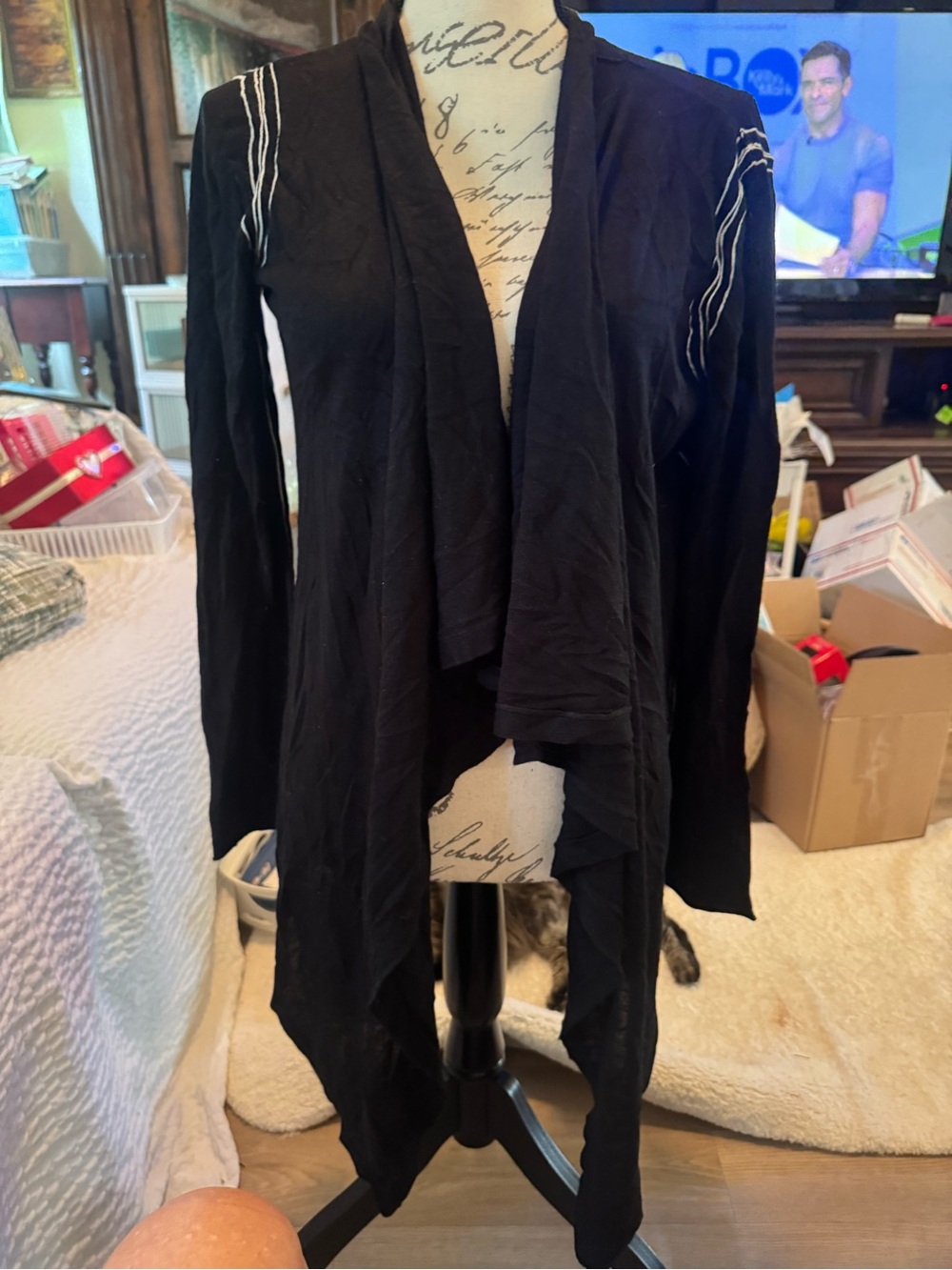 Women’s Black Open-Front Lightweight Sweater Cardigan